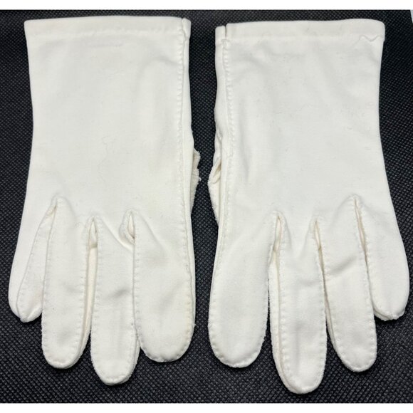 Vintage White Cotton Women's Gloves Double Woven Cotton Church Bridal Size 7 - Picture 1 of 4